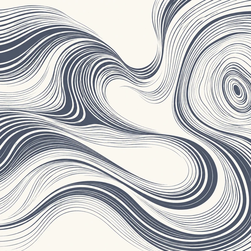 Flowing illustrated lines inspired by ocean currents and wood grain